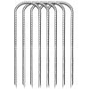 12PC 12inch High-strength U-shaped threaded steel ground spikes for multi-purpose pipe and tent anchoring. Durable and windproof.