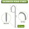 12PC 12inch J-Shaped Threaded Ground Screws, Steel Ground Screws, for Pipe and Tent Securing, Windproof and Durable