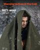 Wool Camping Blanket 64" x 88" Warm for Camping Hiking Travel Army Green
